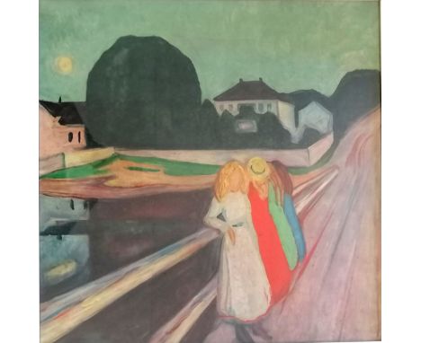 Edvard Munch (1863-1944) print of 'Young Girls on a Bridge' (1905) - frame 69.5cm square