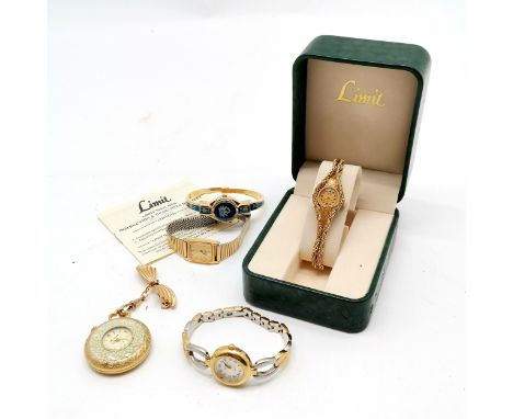 Corvette gold plated manual wind ladies wristwatch (running) t/w Lucerne pendant watch etc - for spares / repairs