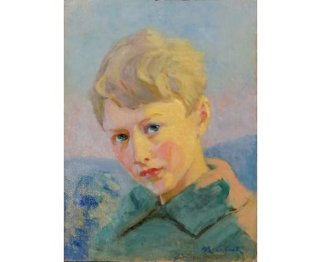 Francis Herbert Benedict Plowden (1914-28) oil portrait study by M C Cook - 42.5cm x 31.5cm ~ Francis was the son of Roger He