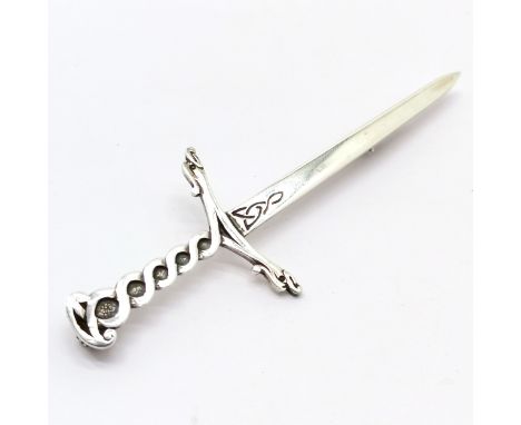 Hebridean Jewellery Celtic silver Arbroath kilt pin - 9cm long &amp; 9g RRP £181