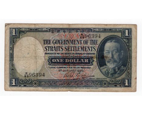1935 KGV Straits Settlements 1 dollar banknote