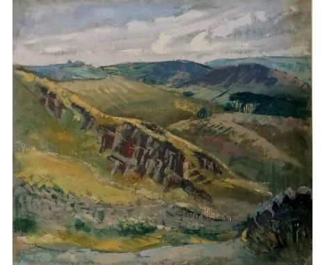 Frederick Miller (Kingston St Mary) oil painting on board of Northumbrian landscape - frame 57cm x 62.5cm