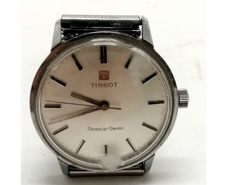 Tissot Seastar Seven 32mm stainless steel manual wind wristwatch on a stretchy Tessuflex bracelet - running at time of listin