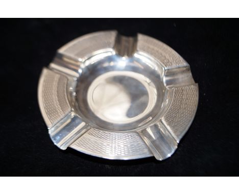 Silver art deco engine turned ashtray, Birmingham hallmark