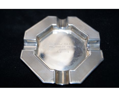 Silver art deco engine turned ashtray, Chester hallmark