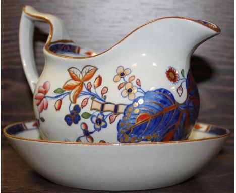 19TH CENTURY SPODE GRAVY BOAT AND SAUCER