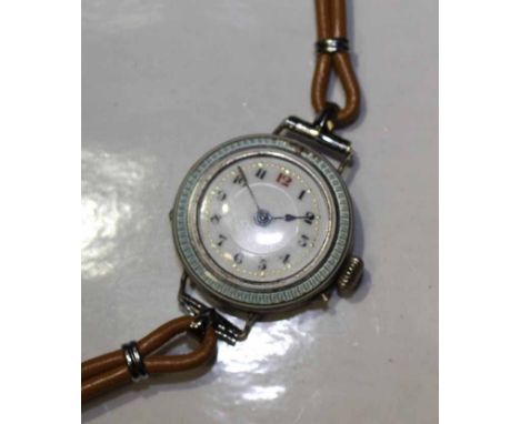 LADY'S SILVER ENAMEL WRISTWATCH