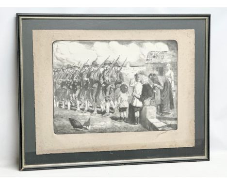 Lucien Jonas. A large signed Limited Edition WWI lithograph. 205/500. 89x69cm