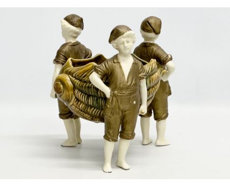 A large vintage Royal Dux style, 3 figural centrepiece bowl. 20x23x24cm