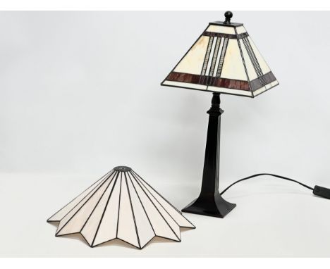 A Tiffany style table lamp and shade. 56cm. 49x15cm.