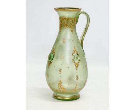 Loetz. A Late 19th Century Bohemian “Olympia” gilt enamel, iridescent glass jug/vase. By Loetz &amp; Co. Circa 1890-1900. 12x