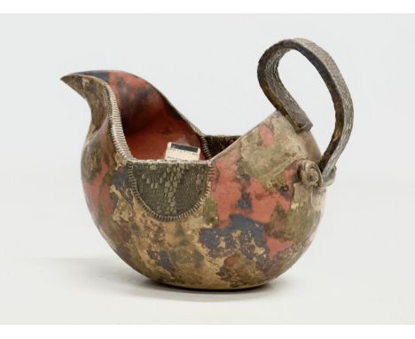An Irish studio pottery pitcher form bowl. Potsmith, Letterkenny Ireland. 22x14x18cm