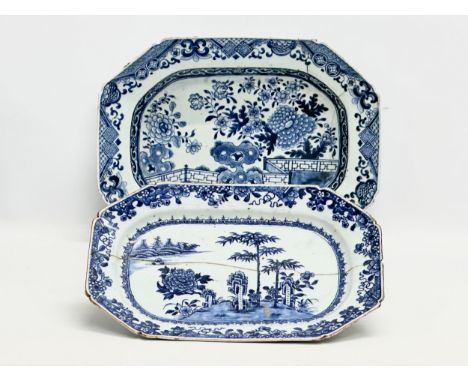 18th Century Chinese Export platters. Qianlong Period (1735-1796/99) 37x27x6cm. 31x21x3.5cm.