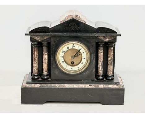 J.B. Yabsley. A Late 19th Century slate mantle clock. With pendulum. 36x14x32cm