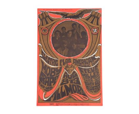 Electric Flag American music band, Moby Grape &amp; Steve Miller-Gillmore concert poster. Bill Graham. 35.5x53.5cm