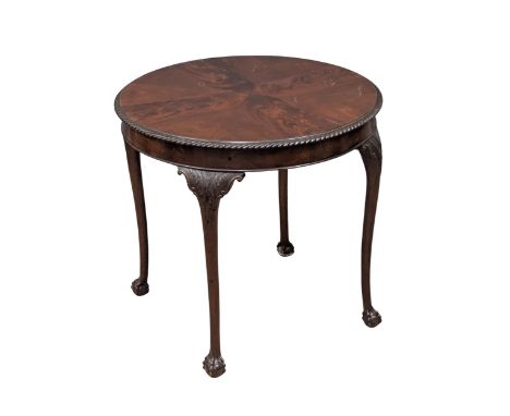 An early 20th century Chippendale Revival mahogany window table/side table on cabriole legs &amp; ball on claw feet. 76cm x 7