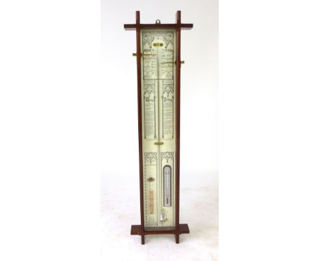 A modern mahogany cased 'Admiral Fitzroy's Barometer', the case enclosing thermometer, wind predictor and atmosphere gauge mo