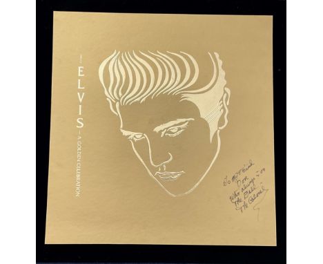 Colonel Tom Parker signed 21x22 mounted Elvis Presley Album Artwork proof for the album A Golden Celebration inscribed To my 