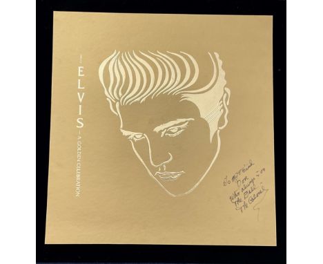 Colonel Tom Parker signed 21x22 mounted Elvis Presley Album Artwork proof for the album A Golden Celebration inscribed To my 