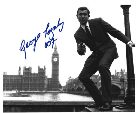 George Lazenby signed 10x8 black and white photo pictured in his role as James Bond.  George Robert Lazenby (born 5 September