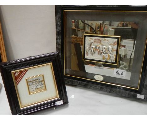 2 Italian silver relief plaques of harbour scenes, large 14" x 13", small 7" x 7"