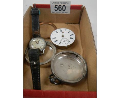 An old silver watch (case needs work but in working order) and a ladies wrist watch.