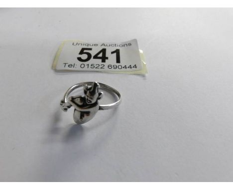 An unusual vintage Lucky Pixie ring in silver.