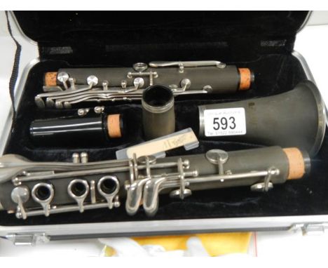 A cased jazz clarinet.