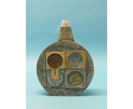 A Troika table lamp, circular-shape with textured finish, 10.5in. - monogram unidentified 
