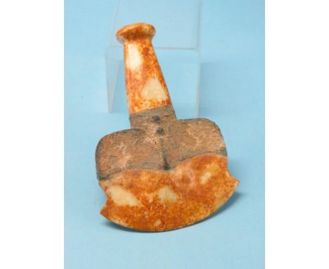  A domestic hand-axe in ancient style, marble and bronze, 8.5in. long 