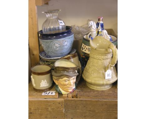 An early Ridgway stoneware jug, circa 1835, 10in., gilded Noritake tea service and other china 