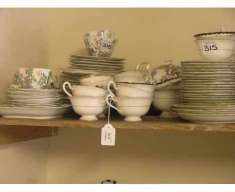 Indian Tree pattern tableware, various makes, forty-six pieces, together with a Fords bone china tea service, fifty pieces, f