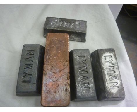 Copper and lead smelting ingots. UK P&amp;P Group 2 (£20+VAT for the first lot and £4+VAT for subsequent lots)&nbsp; 