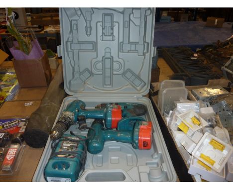 Three 18v Makita drills with batteries and charger. All electrical items in this lot have been PAT tested for safety and have