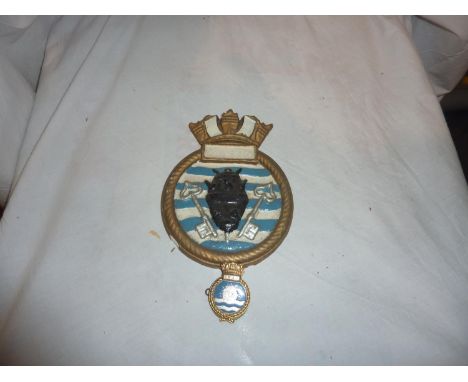 Ceramic RNXS plaque and an enamel badge. UK P&amp;P Group 1 (£16+VAT for the first lot and £2+VAT for subsequent lots) 