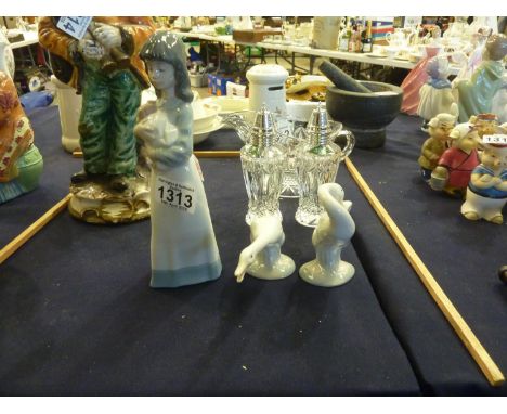 Nao girl and two Lladro geese. UK P&amp;P Group 2 (£20+VAT for the first lot and £4+VAT for subsequent lots) 