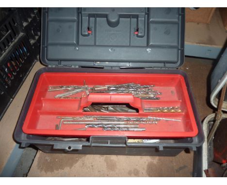 Plastic toolbox of mixed drill bits. Not available for in-house P&amp;P 