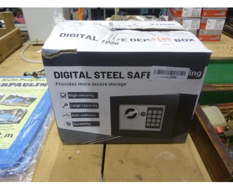 17E digital safe in box with instructions, ( Keys are in office 5149 ). UK P&amp;P Group 1 (£16+VAT for the first lot and £2+