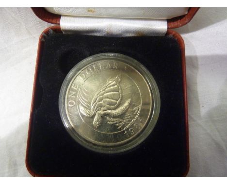 1986 sea turtle commemorative round in box.UK P&amp;P Group 1 (£16+VAT for the first lot and £2+VAT for subsequent lots)&nbsp
