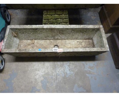 Concrete brick effect trough, L: 100cm. Not available for in-house P&amp;P