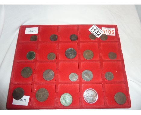 Twenty UK early milled coins and workhouse tokens. UK P&amp;P Group 1 (£16+VAT for the first lot and £2+VAT for subsequent lo