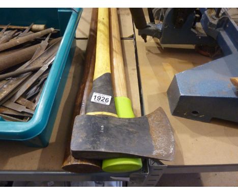 Felling axe and two pickaxes. Not available for in-house P&amp;P 