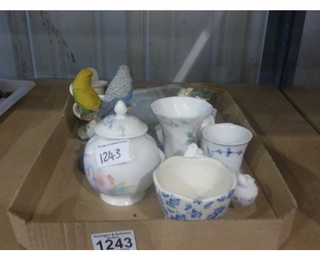 Mixed Aynsley, Spode, and a Beswick budgie with damage. Not available for in-house P&amp;P
