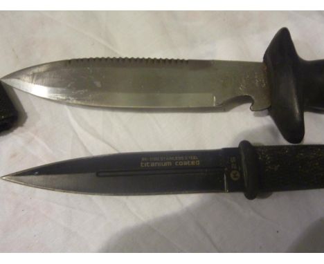 Diving knife with sheath and a throwing knife. UK P&amp;P Group 2 (£20+VAT for the first lot and £4+VAT for subsequent lots) 