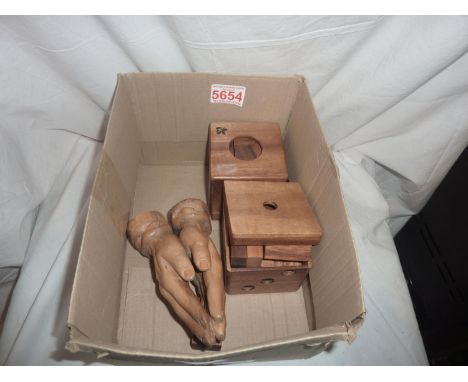 Carved praying hands and two National Trust wooden puzzle. UK P&amp;P Group 2 (£20+VAT for the first lot and £4+VAT for subse