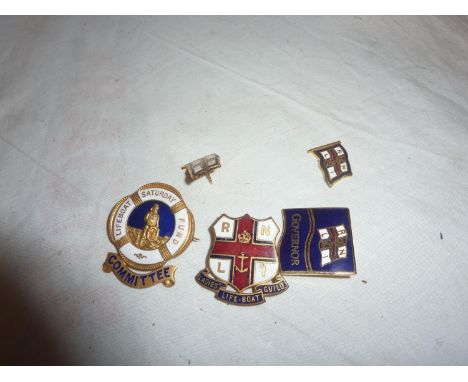 Five RNLI enamel badges. UK P&amp;P Group 1 (£16+VAT for the first lot and £2+VAT for subsequent lots) 