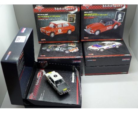 Five Corgi Drive Time Motorsport model cars, all boxed, 1:43