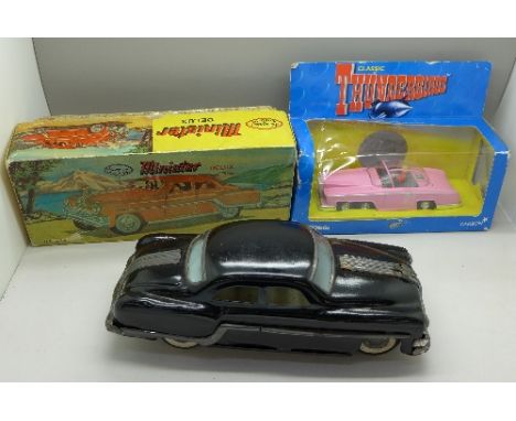 A Corgi Thunderbirds Fab1 Lady Penelope's car, boxed and a Minister DeLux toy car, with box top and associated bottom box, a/