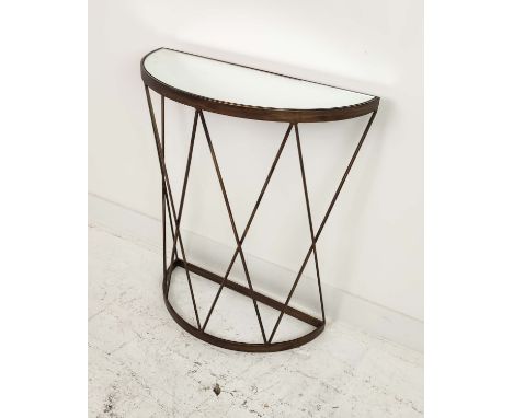 MONPAS CONSOLE TABLE, gilt metal, mirrored top, 70cm x 30cm x 80cm. 