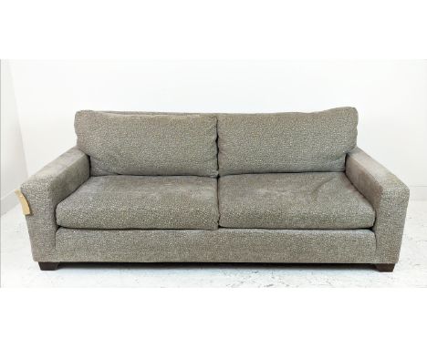 KINGCOME TEXAS SOFA, two seater, in patterned light brown upholstery, 207cm W x 76cm H x 96cm D. 